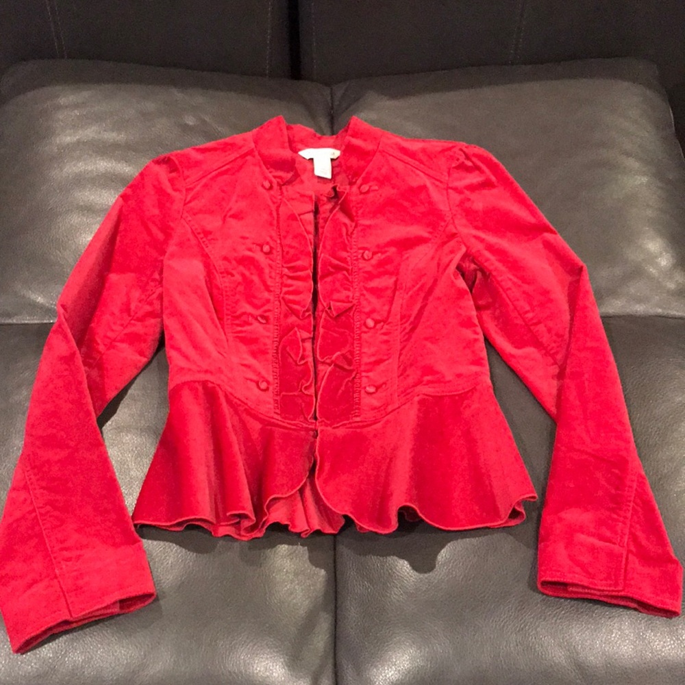 WHBM Red Velvet Blazer
